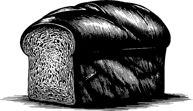 Vintage hand-drawn engraving of bread loaf for rustic kitchen decor