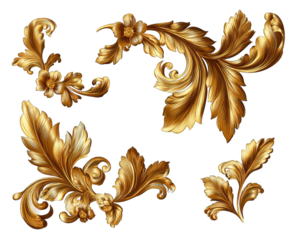Gold ornate floral design elements