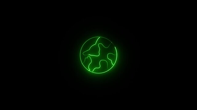Glowing neon line Human hands holding Earth globe icon isolated animation .World humanitarian day. Animated vector of hand and moving globe.
