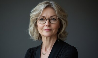 Confident middle-aged woman challenging ageism in the workplace, embodying empowerment and leadership in a corporate setting. The image highlights the breaking down of barriers, Generative AI