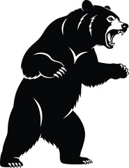Fototapeta premium Illustration of a ferocious grizzly bear roaring with claws out