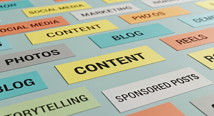 Colorful Content Marketing Strategy: Social Media, Blog Posts, Photos, Reels and Sponsored Content Ideas for Business Growth and Engagement