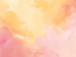 ピンクとイエローの柔らかな水彩風抽象背景