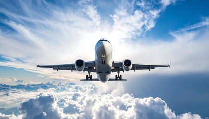 Obraz premium Airplane soaring above clouds