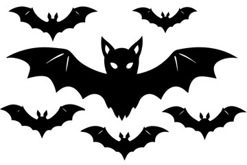 Vector art of silhouette of  set of halloween bats