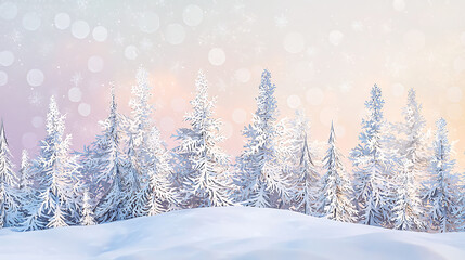 Obraz premium Winter Forest Scene Snow Covered Trees in a Dreamy Landscape