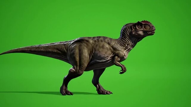 Allosaurus Walking Cycle Animation on Green Screen for Visual Effects