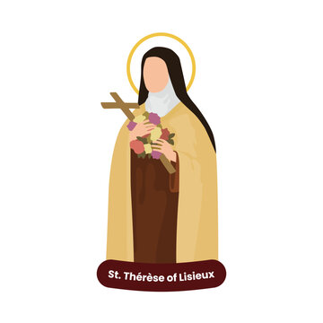 Saint Th&eacute;r&egrave;se of Lisieux vector illustration. Feast October 1st. Catholic Saint.