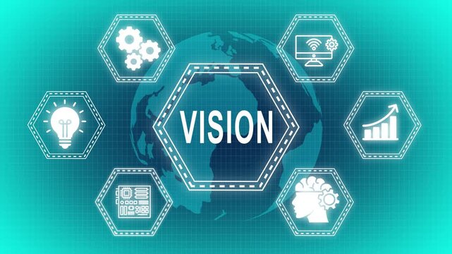 Conceptual digital visualization of global vision innovation and technological progress