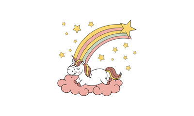Sleeping Unicorn Fantasy Illustration
