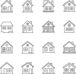 House, home, real estate, architecture, property, building, residential, family home, housing design, construction, flat vector illustration icons