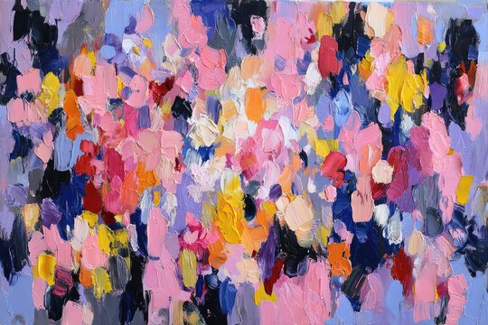 Abstract painting of vibrant, textured blossoms