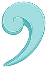 Abstract swirling shape in aqua blue color, curved design element