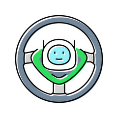 steering wheel with ai color icon vector illustration