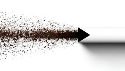 White tube, dark brown particles ejected