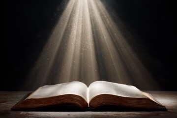 Open book bathed in golden light