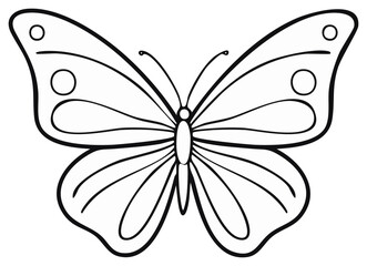 Simple Outline Butterfly Illustration with Circular Wing Patterns