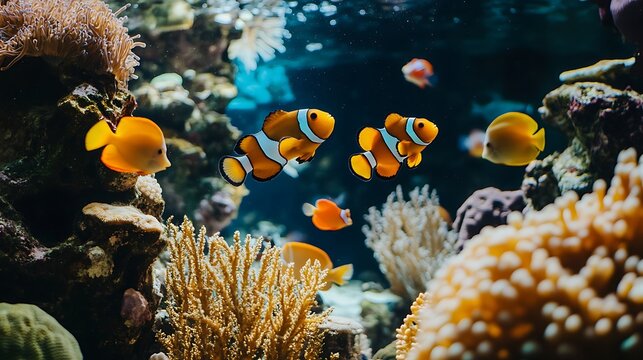 Clownfish aquarium saltwater fish reef tank marine life coral reef ocean nemo underwater tropical fishes tank
