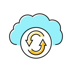 data synchronization cloud computing color icon vector illustration
