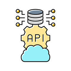 api connection cloud computing color icon vector illustration
