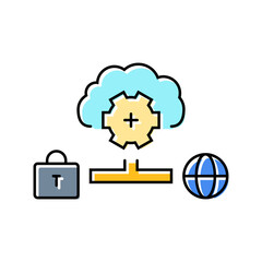 hybrid cloud computing color icon vector illustration