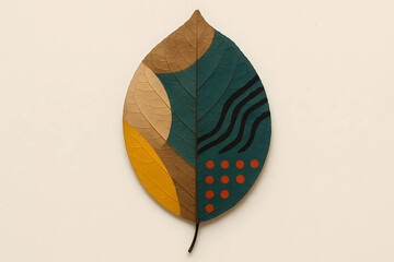 K&uuml;nstlerisch bemaltes Blatt mit geometrischen Mustern