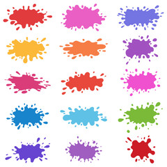 Set of colored paint splash icons isolated on white background. Vector illustrations.