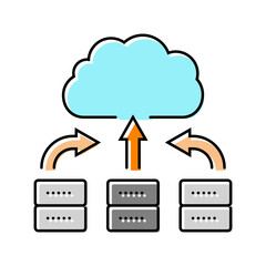 server virtualization data center color icon vector illustration
