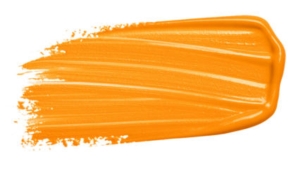 orange paint color brush stroke isolated on white or transparent png