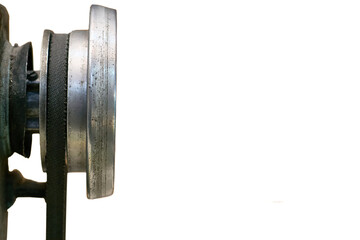 Metal flywheel, sewing machine pulley with belt