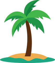 Tropical palm tree vector illustration with sandy island