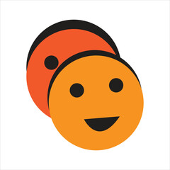 Fototapeta premium Two stylized orange smiley faces overlapping creating a layered effect with black eyes and mouths