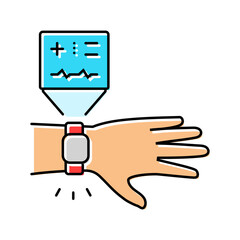 smart wearable device with health metrics color icon vector illustration