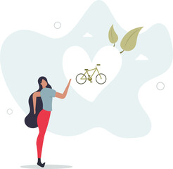 Sustainable transport concept .showing benefits of electric transportation.cycling is good for health.human life.