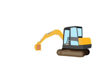 yellow excavator isolated on white