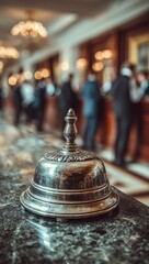 Hotel reception bell on marble
