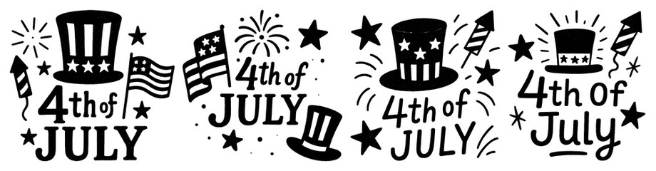 Fototapeta premium PNG Patriotic July Fourth Designs, element set on transparent background