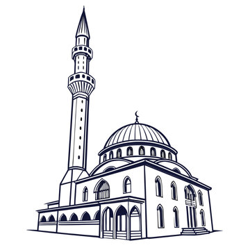 black and white mosque building clip art preview