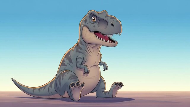 Cute cartoon t rex dinosaur sitting