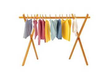Clothes drying on rope isolated on transparent background