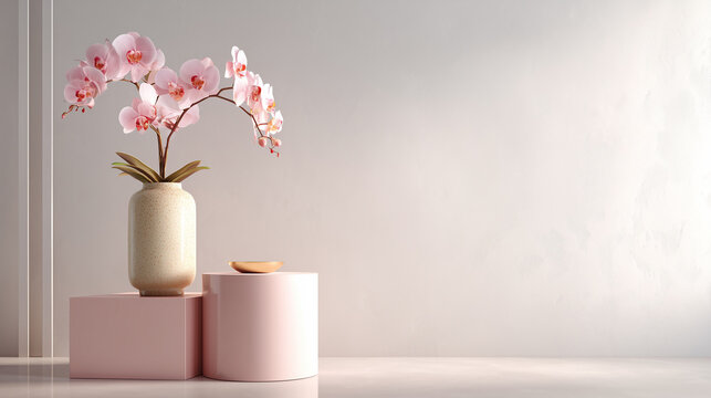 pink flower in vase - Powered by Adobe