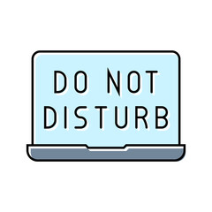laptop do not disturb mindful tech color icon vector illustration