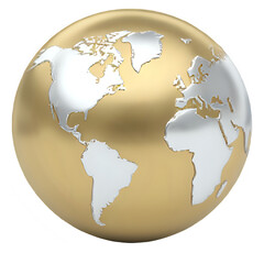 A 3d golden world globe