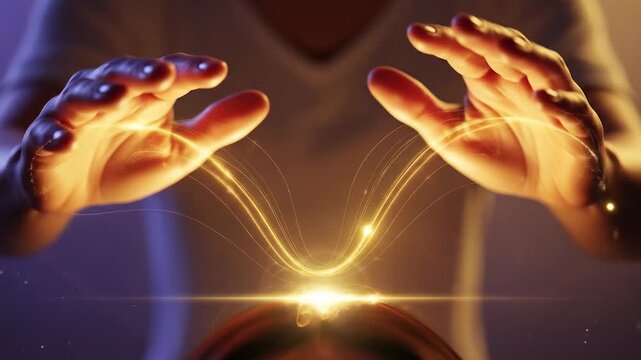 Hands performing energy healing with glowing aura, wellness concept, holistic therapy, alternative medicine, spiritual practice, meditation