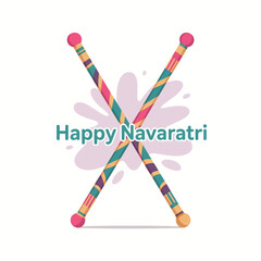 Happy Navratri Traditional Dandiya Dance Stick Celebration