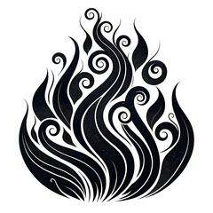 Fototapeta premium Stylized black flame with swirling ornate details