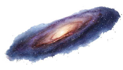 Spiral galaxy, edged in faint light,  with swirling colors of  cosmic dust and stars