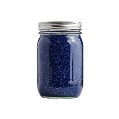 Mason Jar Filled with Deep Blue Chia Seeds or Similar Substance