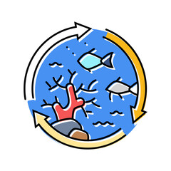 marine ecosystem world ocean color icon vector illustration