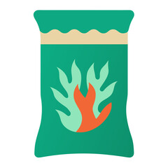 Bag of charcoal with flames icon